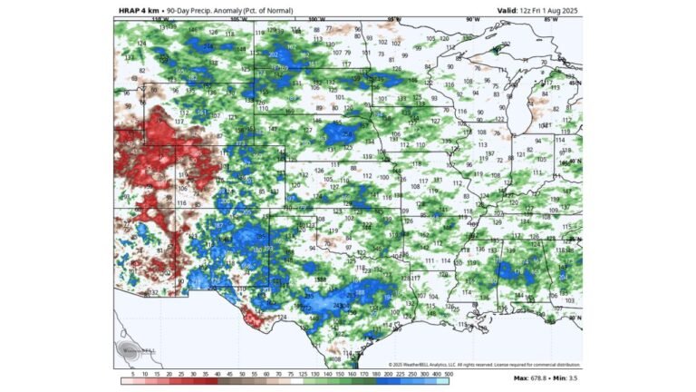 Texas, Oklahoma, Kansas and Colorado Forecast to Be Dry — But Reality Turned Much Wetter Across Texas and the Southern Plains Last Summer
