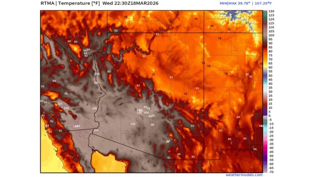 Arizona Faces Earliest 100° Day in History as Phoenix Hits Triple Digits with 6% Humidity, Shattering 1988 March Record Weeks Ahead of Schedule