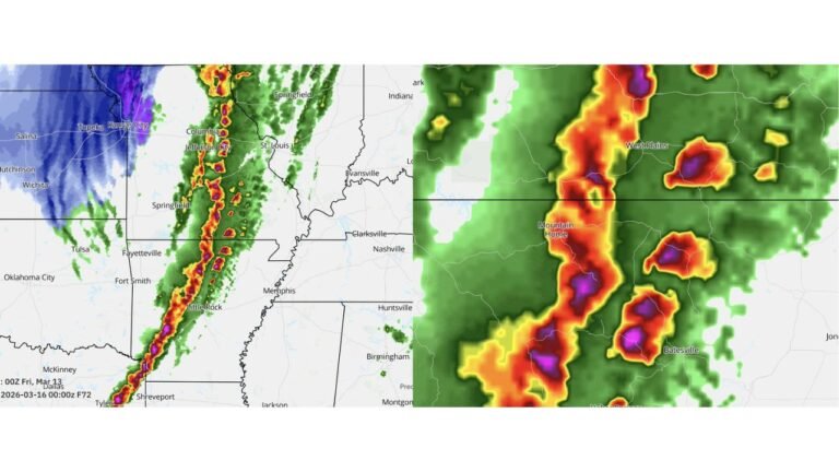Arkansas, Missouri and Tennessee Face Growing Severe Storm Threat as Squall Line Approaches Little Rock, Memphis and St. Louis
