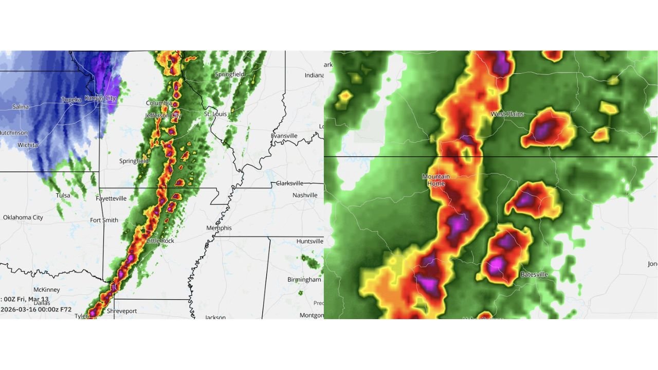 Arkansas, Missouri and Tennessee Face Growing Severe Storm Threat as Squall Line Approaches Little Rock, Memphis and St. Louis