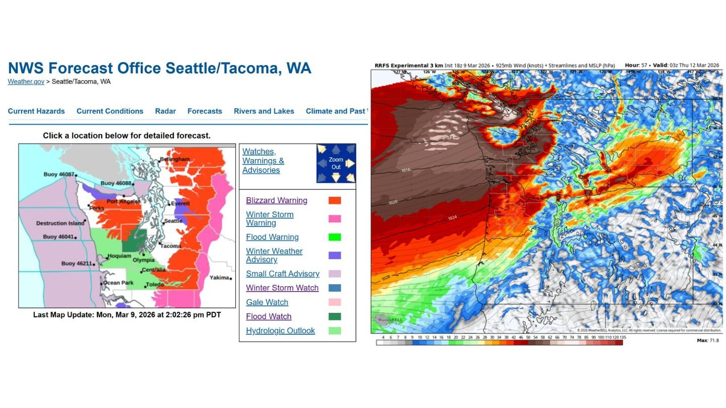 Blizzard Warnings Blanket Western Washington as 72+ Hours of Heavy Mountain Snow and Powerful Frontal System Threaten Major Travel and Flood Impacts