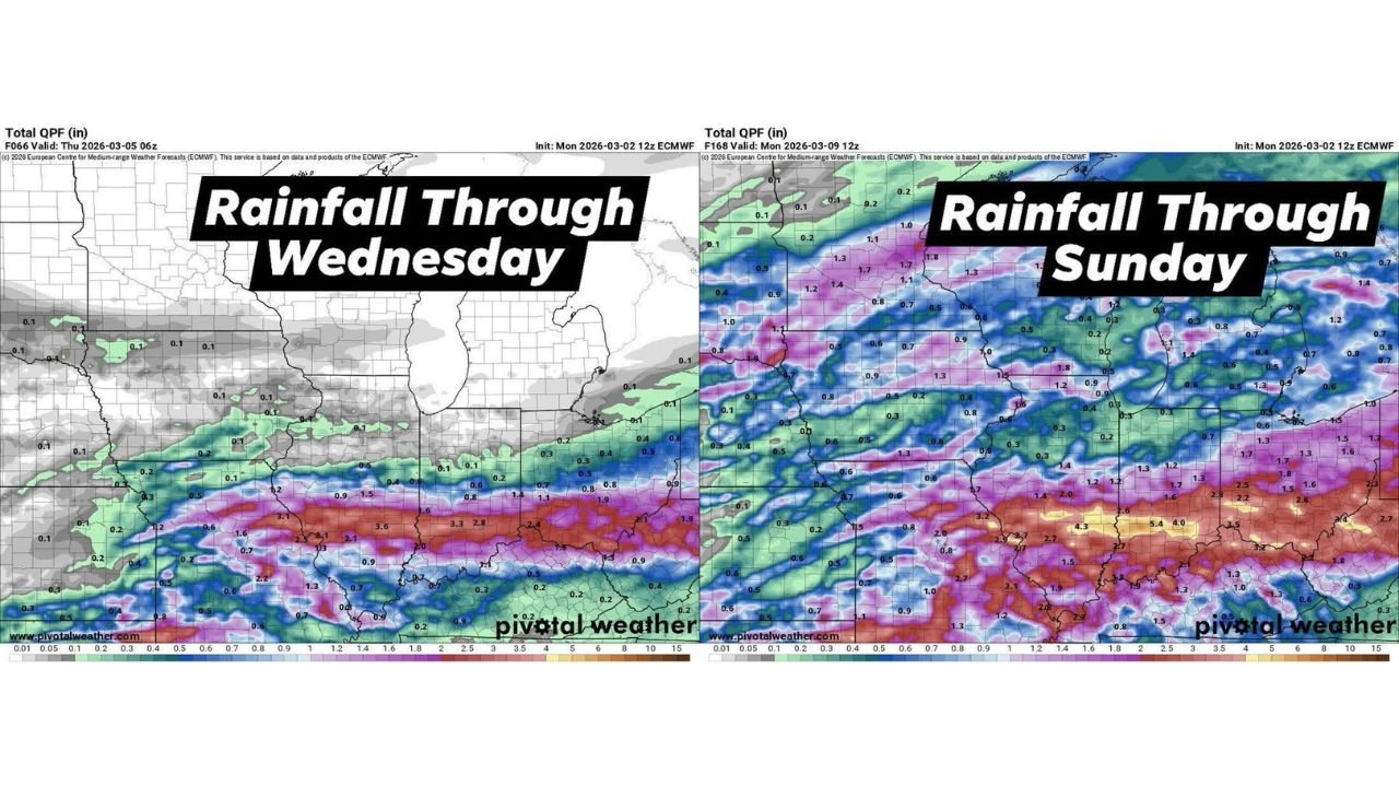 Central and Southern Illinois Brace for Multiple Rounds of Heavy Rain and Strong Storms as 3–5 Inches Fall South of I-70 Through the Weekend