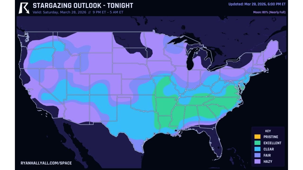Clear Skies and Excellent Atmospheric Transparency Make Tonight Perfect for Fireball Watching Across Much of the United States