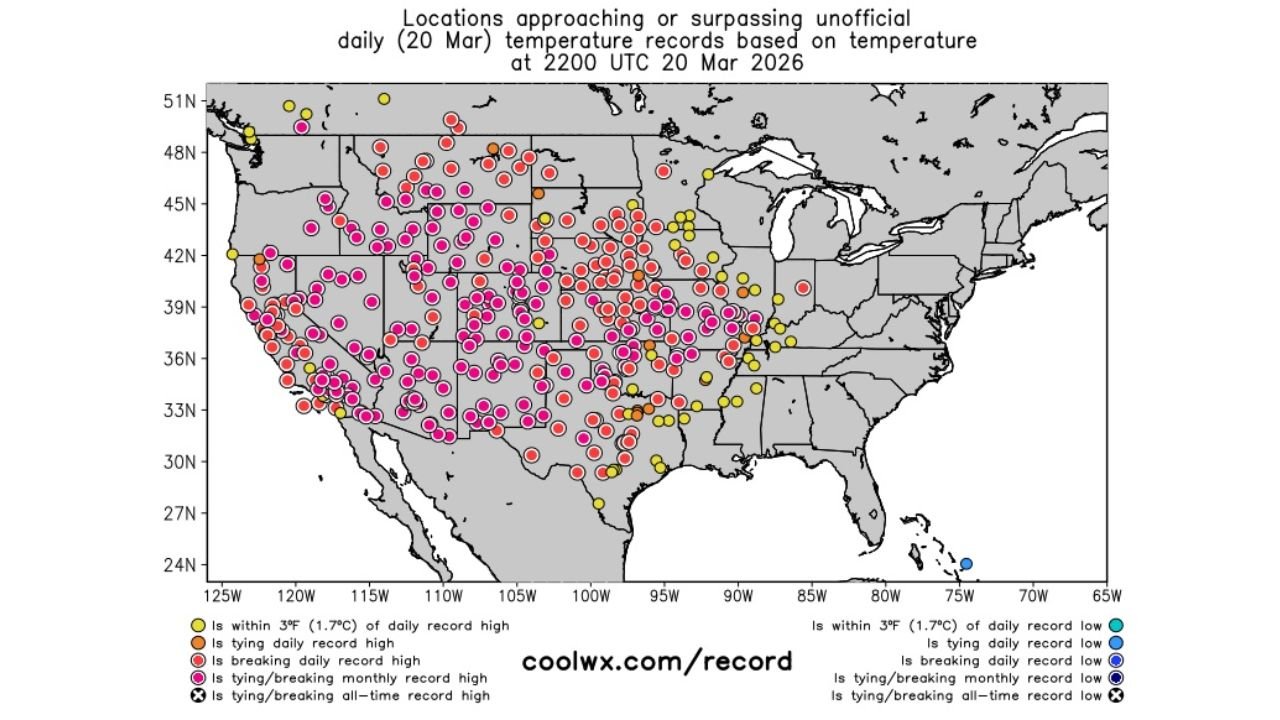 Colorado, Wyoming, Nebraska, Kansas, South Dakota, Texas and Oklahoma Face Historic March Heat Surge as Expanding Western Ridge Sends Record-Breaking 90s Surging Into the Northern Plains