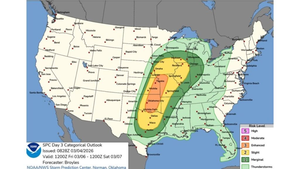 Dangerous Severe Weather Outbreak Possible Friday From Dallas to Chicago as Enhanced Risk and Strong Tornado Potential Emerges Across the Plains and Midwest