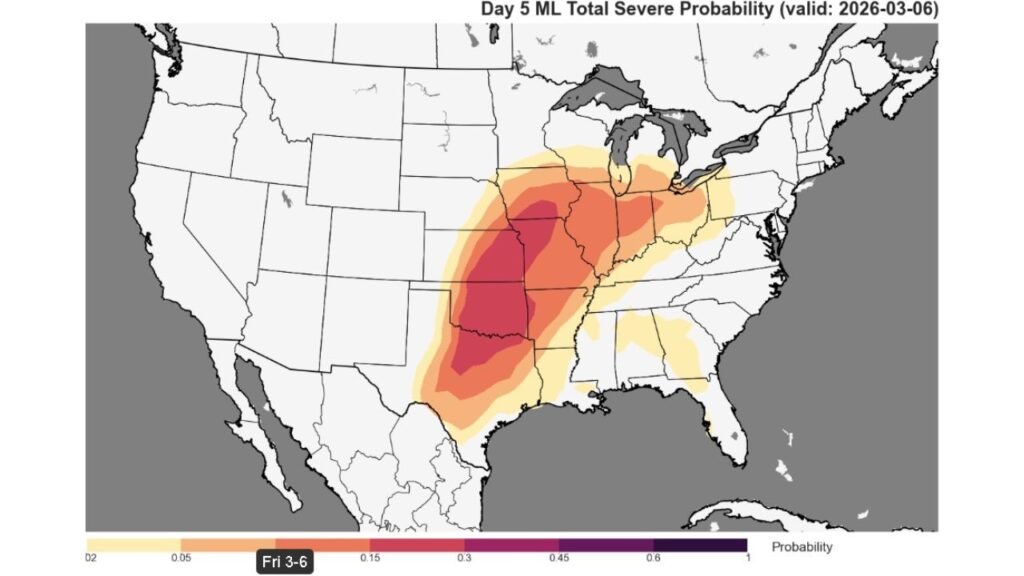 Forecast Flags Expanding Severe Storm Risk from Northern Texas Through Eastern Kansas and Into Missouri for Friday