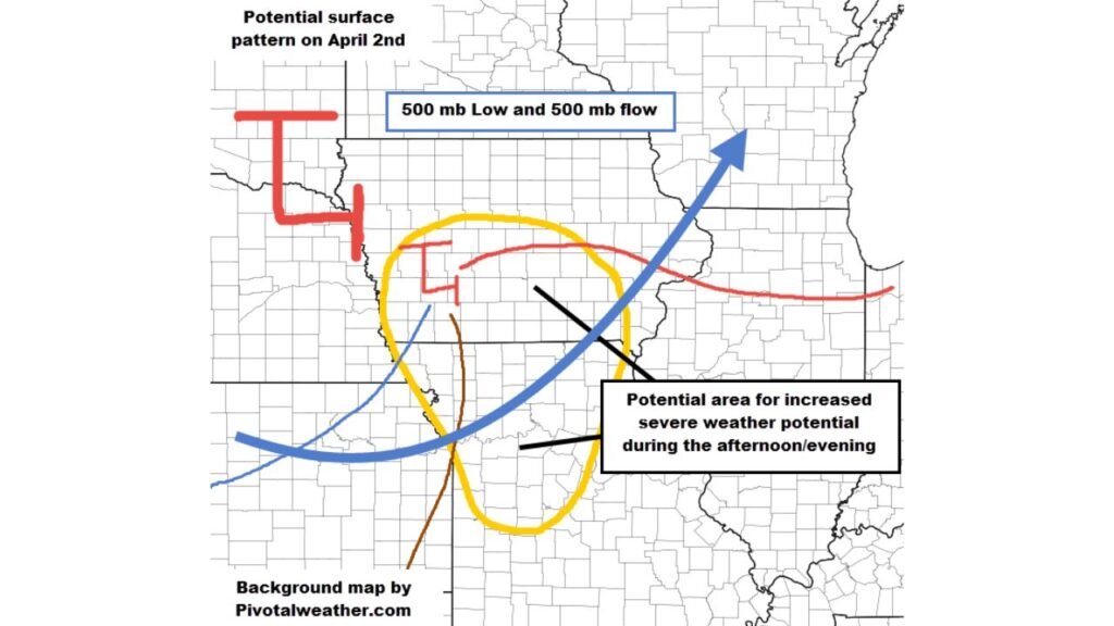 Illinois, Missouri, Arkansas and Louisiana Face Increasing Severe Weather Risk Thursday April 2 as Deep Moisture and Strong Wind Shear Target the Midwest Down to the Gulf Coast