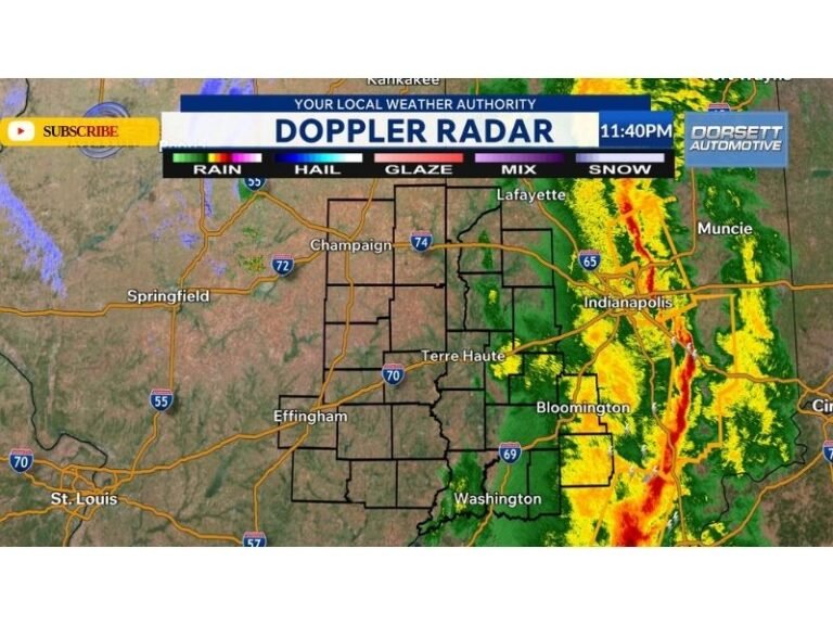 Illinois Storm Line Pushes Into Indiana Near Indianapolis as Severe Weather Threat Ends but Gusty Winds Continue Overnight