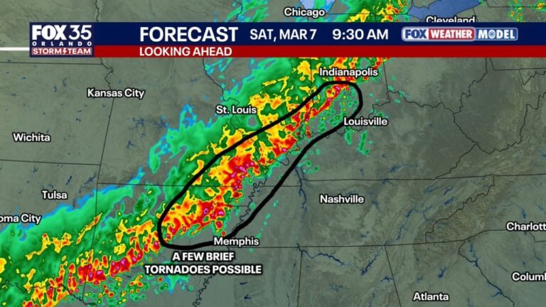 Indiana, Illinois, Kentucky, Tennessee, Arkansas and Mississippi Face Morning Severe Storm Line With Possible Tornadoes and Damaging Winds Saturday