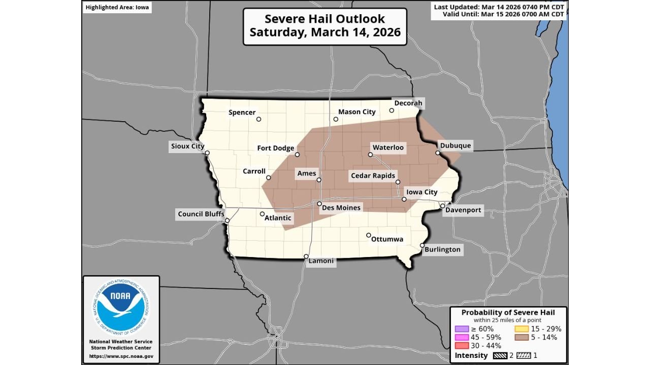 Iowa Faces Rare Weather Clash as Blizzard Conditions and Severe Hail Threat Overlap Across Des Moines, Cedar Rapids and Waterloo