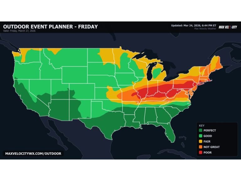 Kentucky, Tennessee and West Virginia Marked ‘Poor’ for Outdoor Plans While Texas, Florida and California Score ‘Perfect’ in New Nationwide Outdoor Planner Forecast