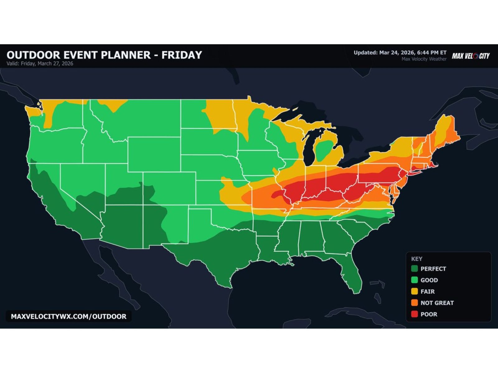 Kentucky, Tennessee and West Virginia Marked ‘Poor’ for Outdoor Plans While Texas, Florida and California Score ‘Perfect’ in New Nationwide Outdoor Planner Forecast