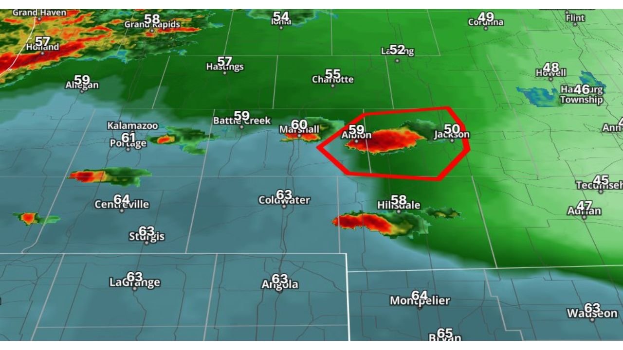 Michigan Storm That Produced Multiple Strong Tornadoes Weakens After Crossing Warm Front Near Jackson and Albion