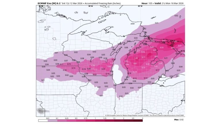 Michigan, Wisconsin, and Midwest Face Major Freezing Rain Threat as Ice Storm Could Trigger Widespread Power Outages
