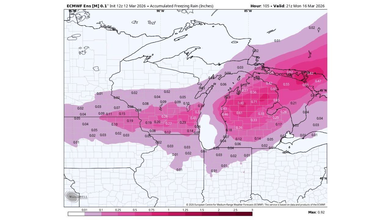 Michigan, Wisconsin, and Midwest Face Major Freezing Rain Threat as Ice Storm Could Trigger Widespread Power Outages
