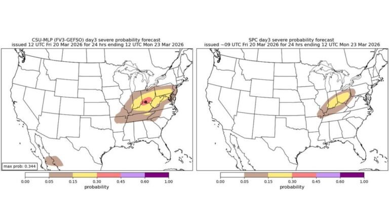 Missouri, Illinois, Indiana, Kentucky, Ohio and West Virginia Face Elevated Sunday Severe Storm Risk as CSU and SPC Highlight Ohio Valley Evening Tornado and Hail Potential