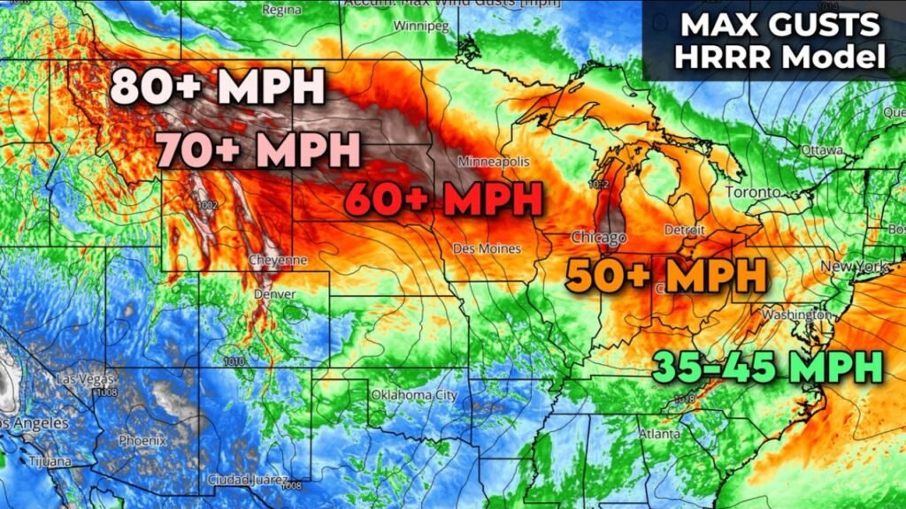 Montana, North Dakota, Minnesota and Michigan Brace for Dangerous Windstorm as 80 MPH Gusts Sweep the Upper Midwest and Great Lakes