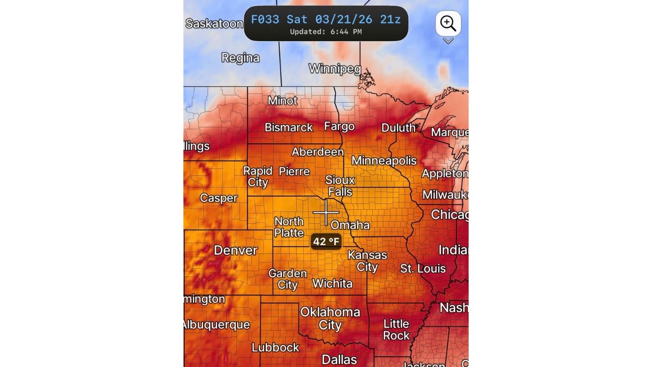 Nebraska, South Dakota, North Dakota, Minnesota, Iowa and Kansas Brace for 40+ Degree Temperature Anomalies as Omaha Soars Toward 90° — Northern Plains See Summer-Like Heat 42°F Above Normal