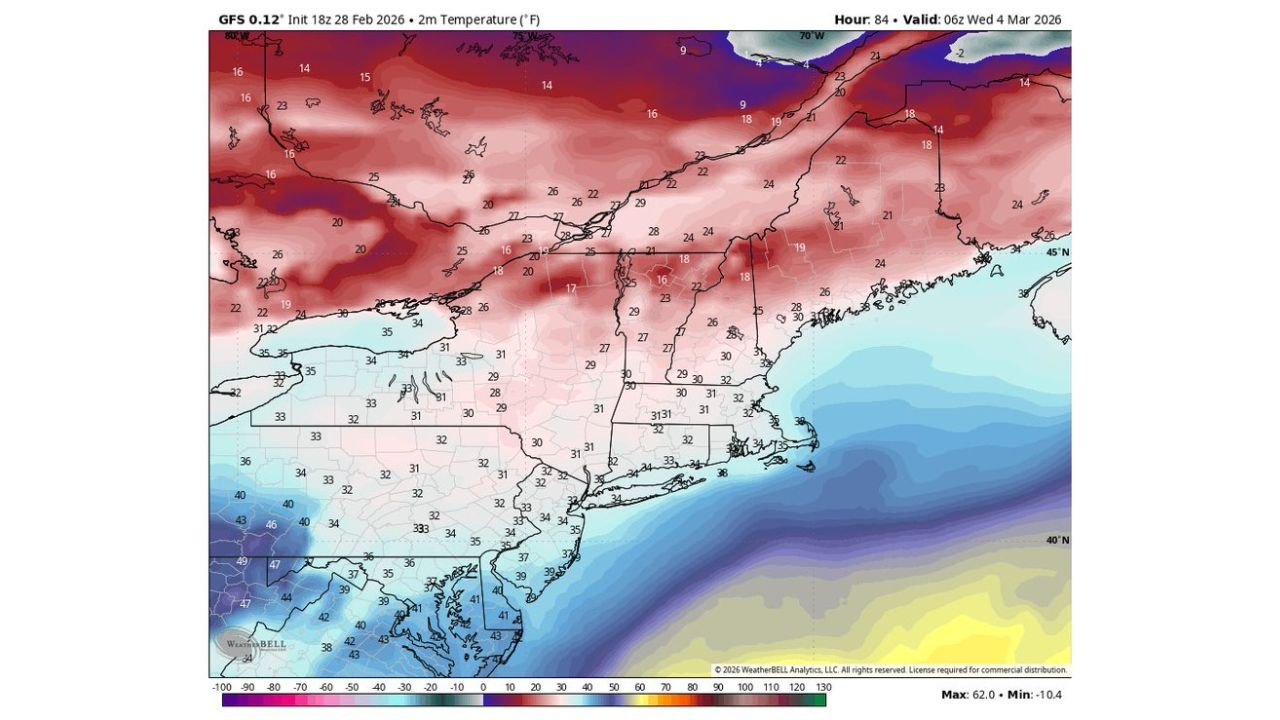 New England Braces for Possible Icing as Tuesday–Wednesday System Tracks Along Boundary With Cold Air Locked In