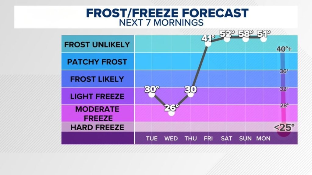North Carolina, South Carolina, and Charlotte Area Face Multi-Night Freeze Threat as Temperatures Drop to Mid-20s Despite Limited Warnings