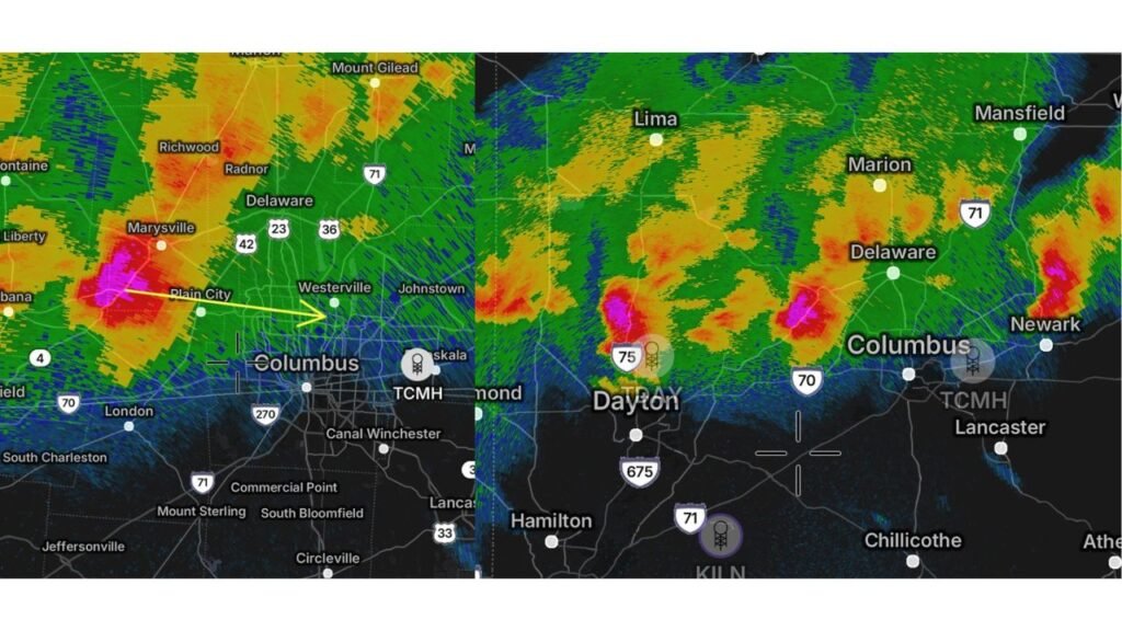 Ohio Storms Target Columbus and Dayton with Quarter to Ping Pong Ball Size Hail as Northern and Southern Metro Areas Take Direct Hits