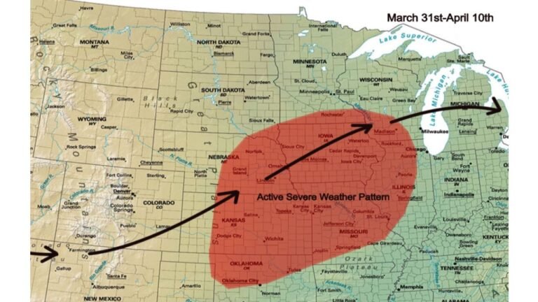 Oklahoma, Kansas, Nebraska, Iowa, Missouri and Illinois Enter Active Severe Weather Pattern From March 31 Through April 10