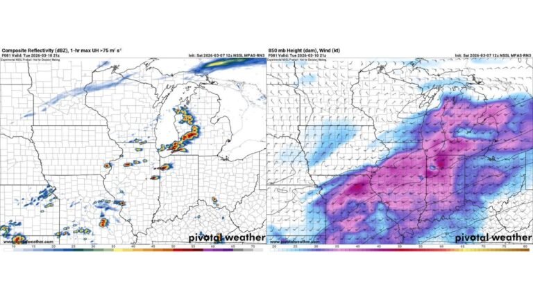 Severe Storm Setup Tuesday Across Missouri Illinois Indiana Michigan and Wisconsin Could Bring Damaging Winds and Possible Tornadoes