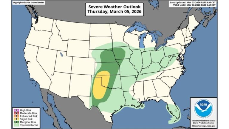 Severe Thunderstorm Outbreak Risk Expands Across Texas, Oklahoma and Kansas Thursday With Large Hail and Tornado Threat