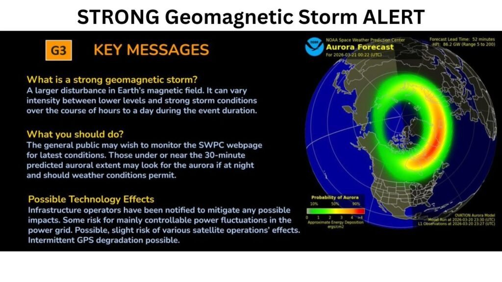 Strong G3 Geomagnetic Storm Reaches Earth After March 18 Solar Eruption, Aurora Could Be Visible Across Northern U.S. Through Early March 21