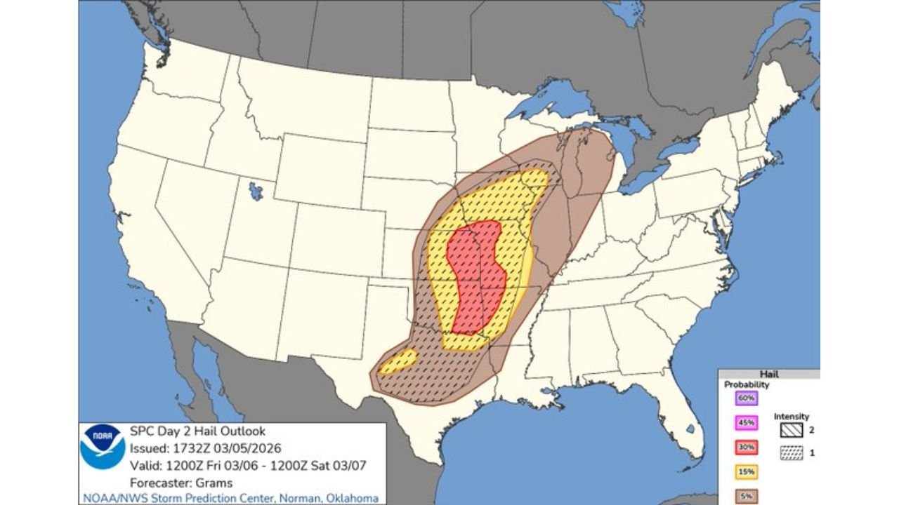 Texas, Oklahoma, Kansas and Missouri Face Highest Severe Storm Threat Friday as Tornado, Large Hail and Damaging Winds Expand Toward Wisconsin