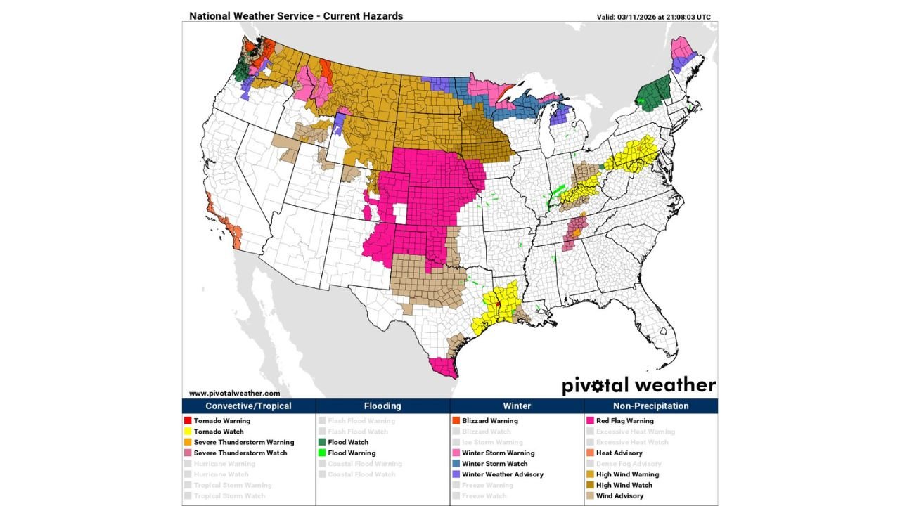 Washington, Oregon, Idaho Face Heavy Snow, High Winds, and Flood Threat as 180 MPH Jet Streak Slams Pacific Northwest While Montana, Colorado, and Texas Grapple With Red Flag Fire Danger