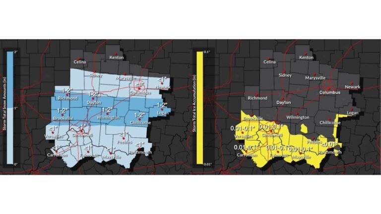 Winter Weather Advisory Extended North Across Southwest and Central Ohio as Snow and Light Ice Threaten Monday Morning Commute