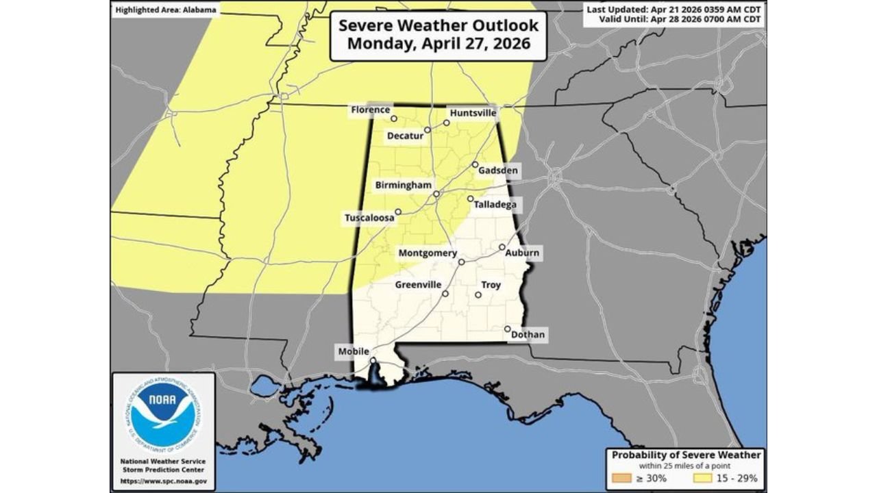 Alabama Gets 2 to 4 Inches of Badly Needed Rain This Week With Severe Weather Risk Monday Targeting Birmingham, Huntsville and Tuscaloosa
