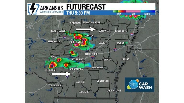 Arkansas Supercell and Baseball Sized Hail Threat Today 3 PM to 10 PM Targets Little Rock, Russellville and Hot Springs