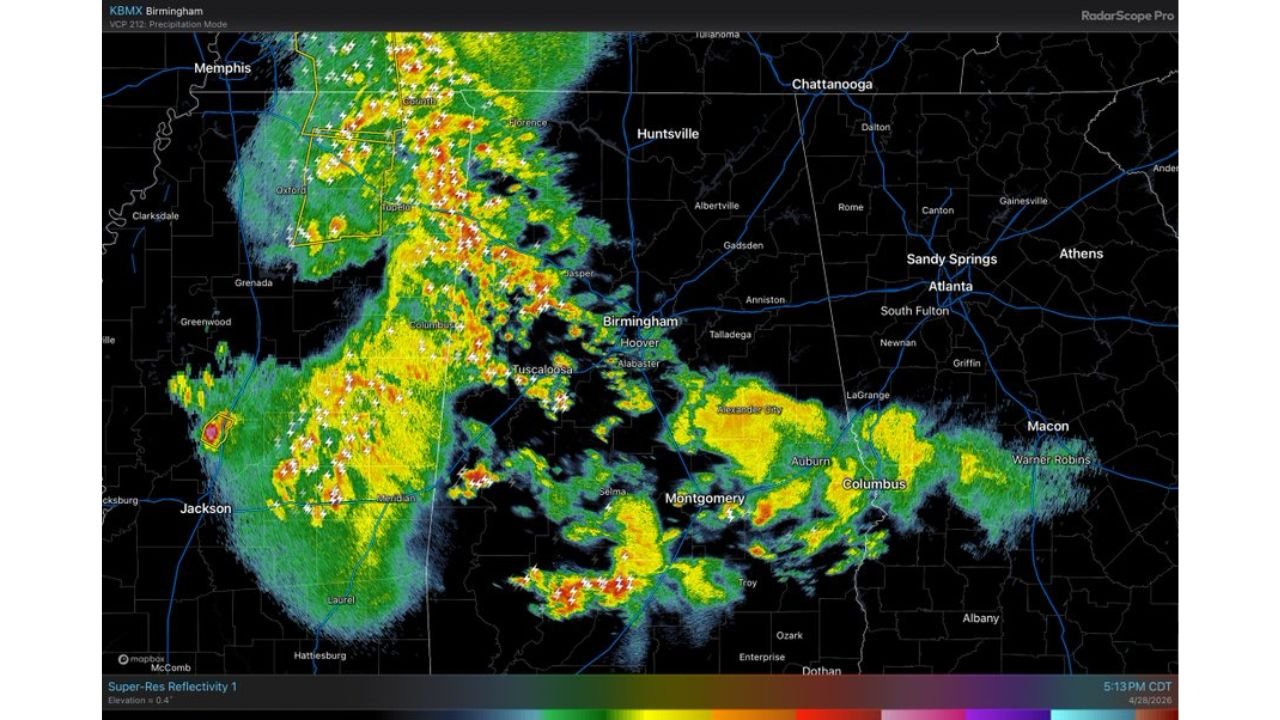 Birmingham and Tuscaloosa Severe Weather Threat Drops Significantly as Rain-Cooled Air Stabilizes Alabama Tuesday Evening