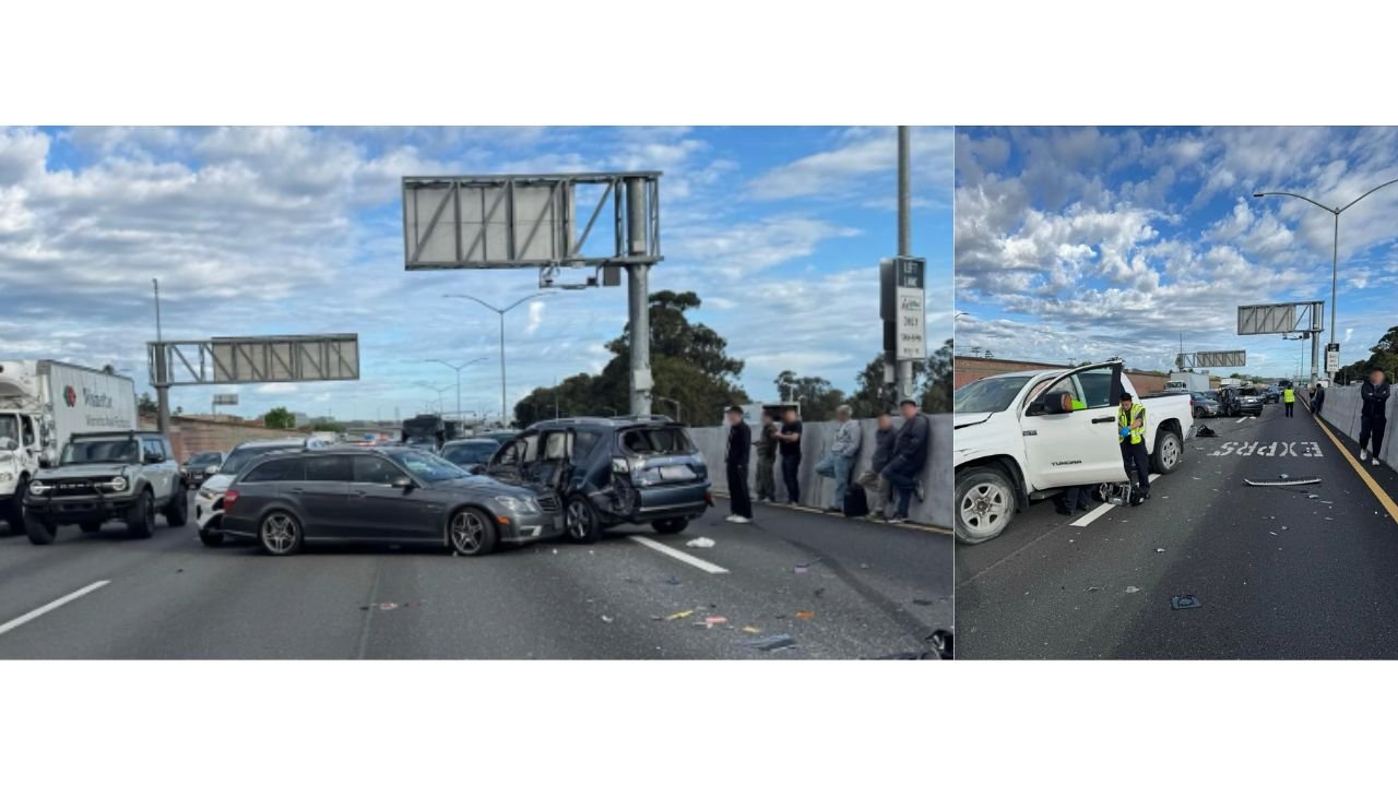 California Morning Commute Disrupted After 7-Vehicle Crash on Highway 101 in San Mateo Sends Driver to Hospital