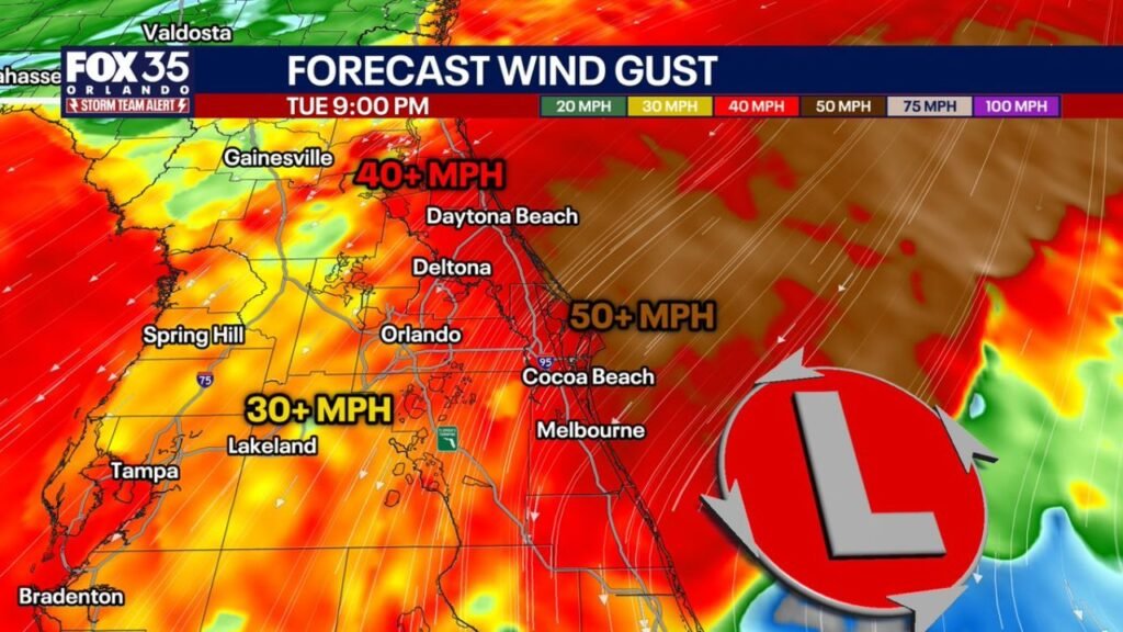 Central Florida Now Under Wind Alert as 50+ MPH Gusts Target Orlando, Daytona Beach and Coastal Areas Tonight