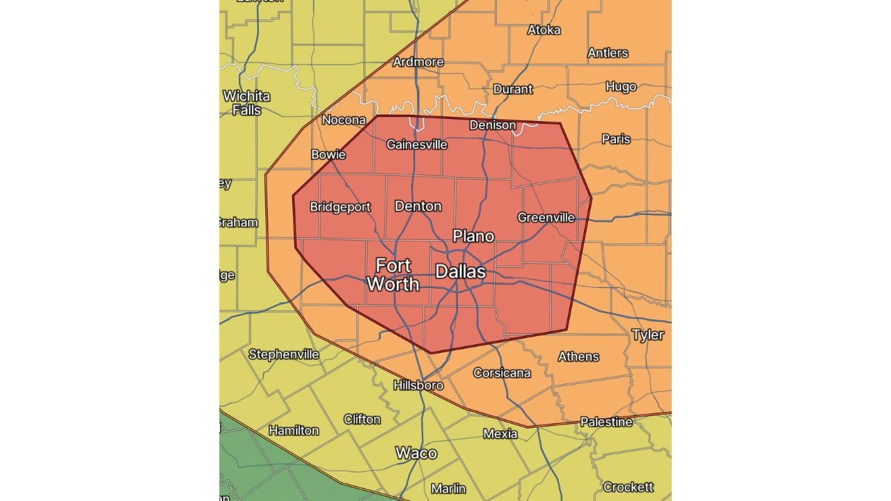 Dallas, Fort Worth, Plano and Denton Upgraded to Level 4 Moderate Risk as Giant Hail From Intense Supercells Now Expected Across the MetroPlex