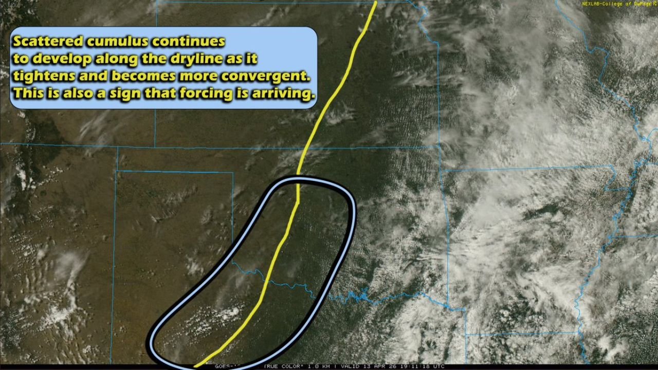 Dryline Tightening Across Texas and Oklahoma as Supercells With Strong Tornadoes and All Hazards Threat Expected to Fire Between 4 PM and 7 PM Targeting Southwest Oklahoma, Northwest Texas and Central Eastern Kansas