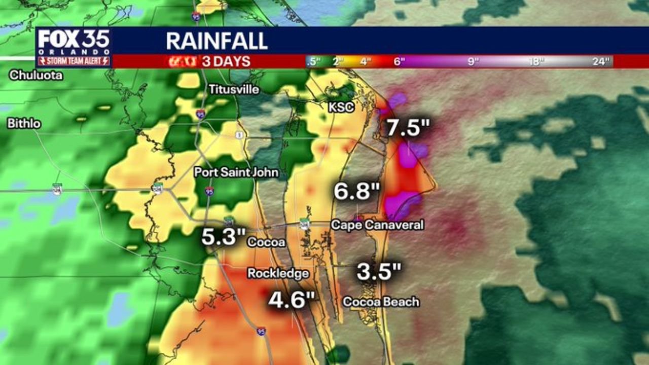 East Coast Florida Rain Surge From West Palm Beach To Cape Canaveral Brings 6 To 8 Inches So Residents Should Watch Flooding Risk Before Pattern Ends Thursday