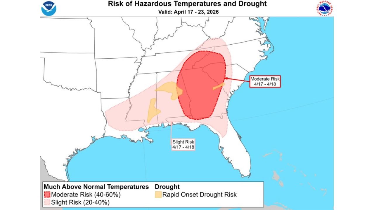 Eastern U.S. Put on Early Summer Alert as First 90 Degree Heat and Drought Risk Targets Mid Atlantic and Southeast Next Week