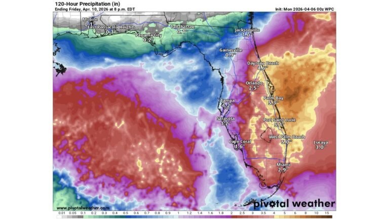Florida East Coast Communities Told to Watch Soaking Rain Event as New Forecast Shows 5+ Inches Possible This Week