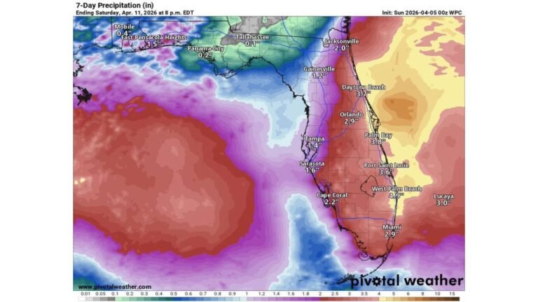 Florida East Coast Rain Alert Issued for Miami, West Palm Beach, Orlando and Jacksonville as Heavy Downpours Raise Flood Concerns This Week