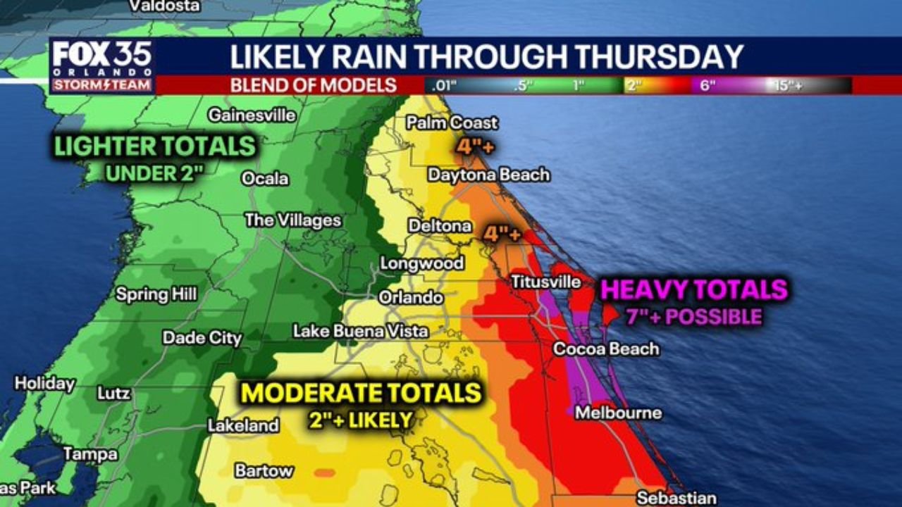 Florida Rain Alert Issued for Orlando, Daytona Beach, Titusville and Space Coast as Flood Risk Builds Through Thursday