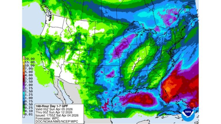 Florida Rain Alert Miami, Orlando, Tampa and Jacksonville Set for Widespread 2 to 4 Inches as Stalled Front Targets Peninsula This Week