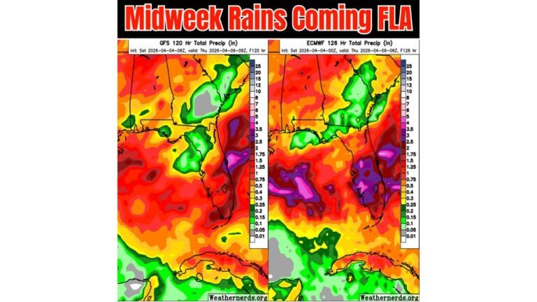 Florida Weather Alert Miami, Orlando, Tampa and Jacksonville Brace for Midweek Rain Surge as Front Stalls Across Peninsula