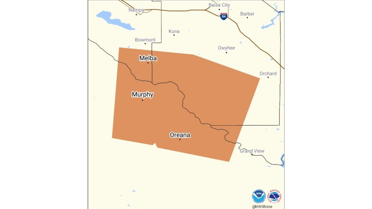 Idaho Weather Alert Issued for Melba, Murphy and Oreana as Thunderstorms and Hail Risk Expected Until 9 PM MDT