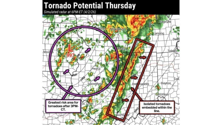 Illinois, Indiana and Wisconsin Residents Urged to Stay Alert as Tornado Threat Builds Thursday Evening Across Midwest