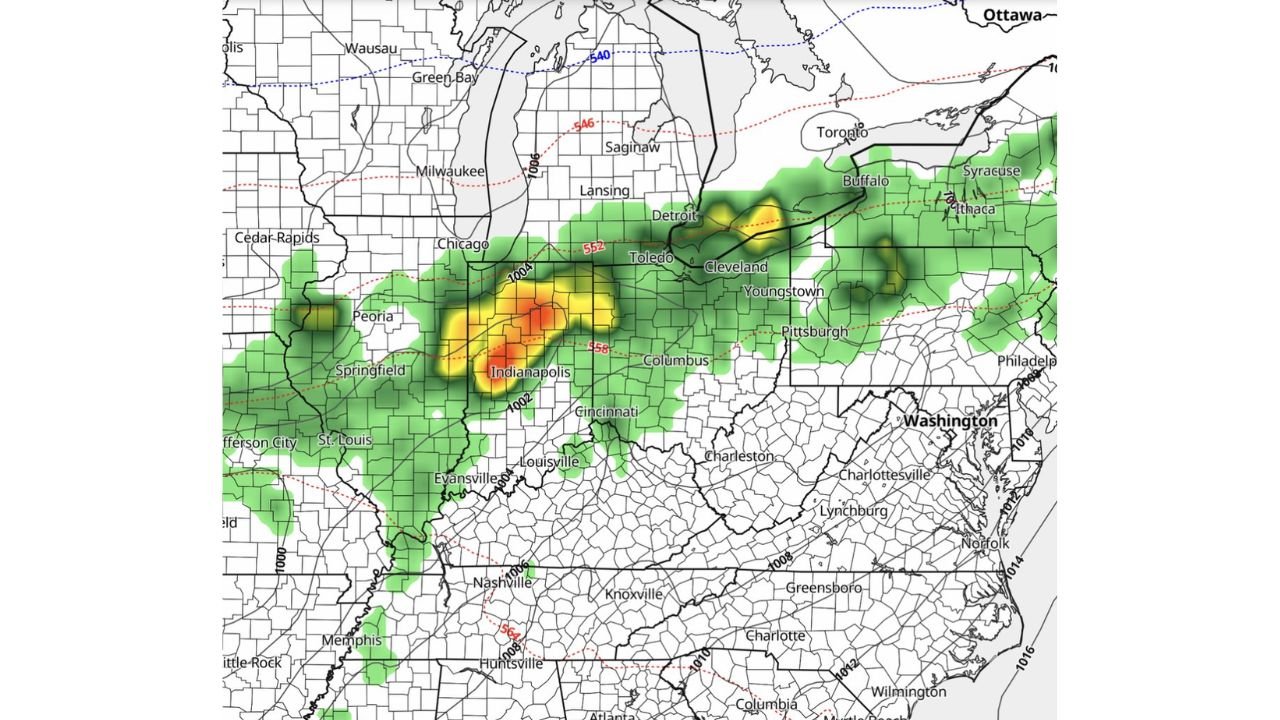 Indiana, Ohio and Illinois Brace for Widespread Rain Return Tuesday and Wednesday as Storm System Targets the Great Lakes and Ohio Valley