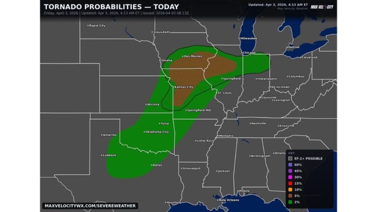 Iowa Missouri and Illinois Residents Placed On Alert As Tornado Threat Intensifies With Strong Tornado Potential This Afternoon